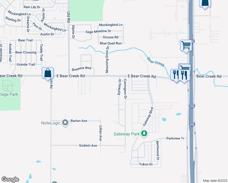 map of restaurants, bars, coffee shops, grocery stores, and more near 1745 Dynasty Circle in Red Oak