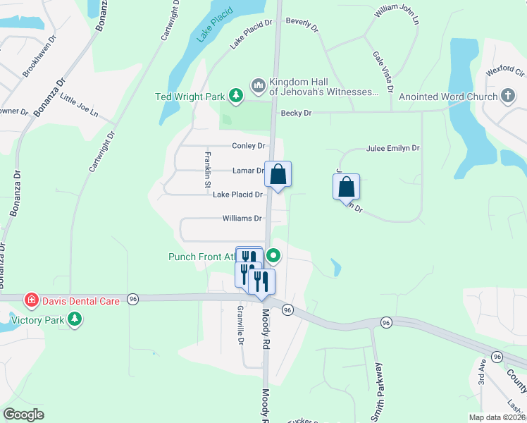 map of restaurants, bars, coffee shops, grocery stores, and more near 101 Williams Drive in Bonaire