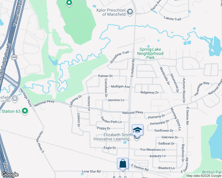 map of restaurants, bars, coffee shops, grocery stores, and more near 4304 Mulligan Avenue in Mansfield
