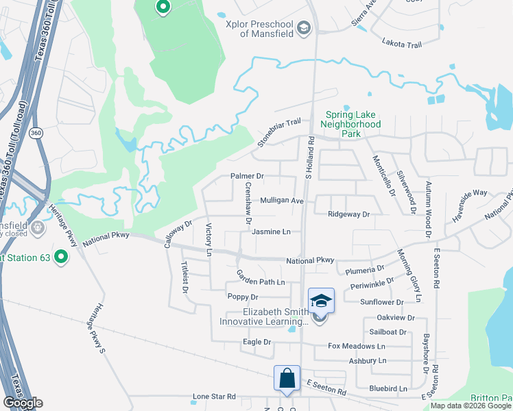 map of restaurants, bars, coffee shops, grocery stores, and more near 4304 Mulligan Avenue in Mansfield