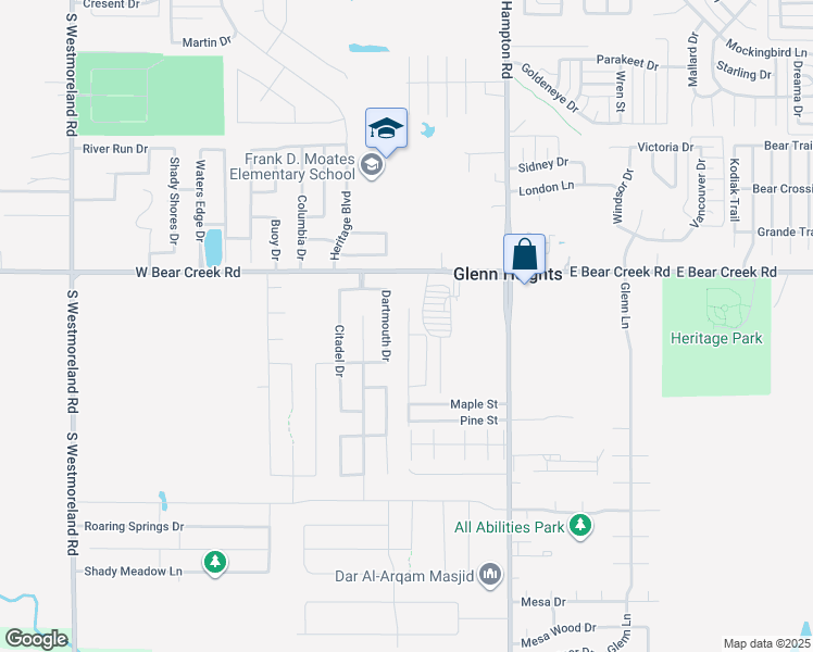 map of restaurants, bars, coffee shops, grocery stores, and more near 1829 Walnut Street in Red Oak