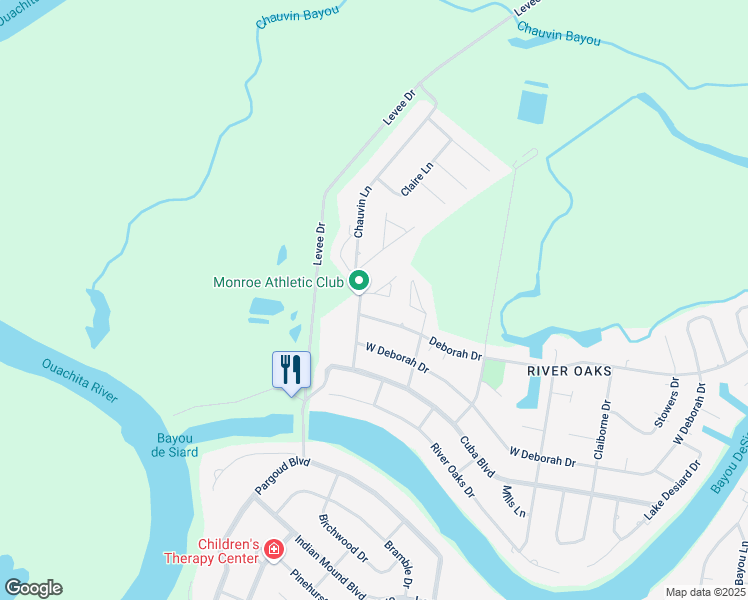 map of restaurants, bars, coffee shops, grocery stores, and more near 3900 Chauvin Lane in Monroe