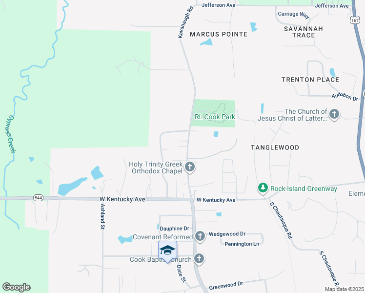 map of restaurants, bars, coffee shops, grocery stores, and more near 2705 Kavanaugh Road in Ruston