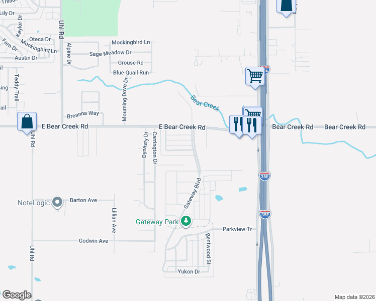 map of restaurants, bars, coffee shops, grocery stores, and more near 1136 Valley View Drive in Glenn Heights