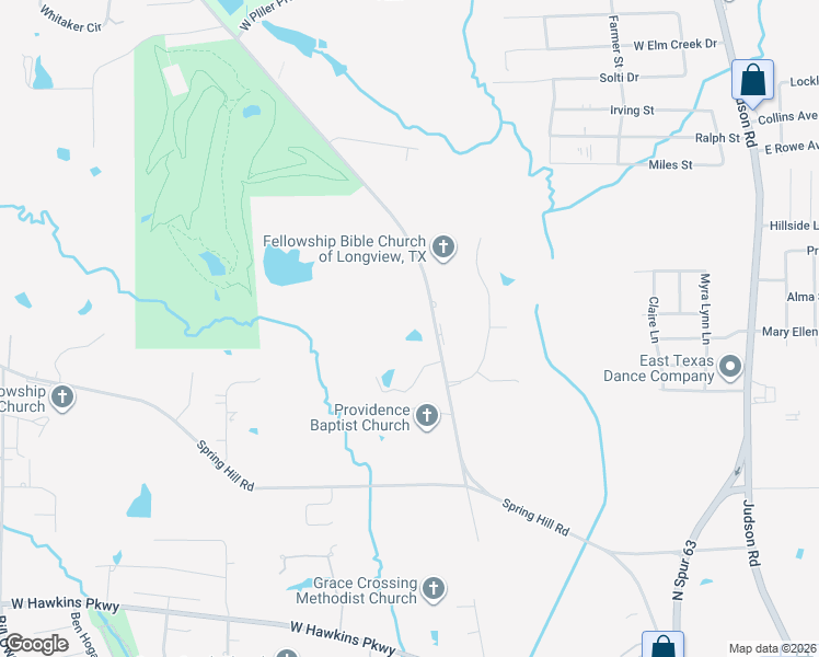 map of restaurants, bars, coffee shops, grocery stores, and more near 4351 McCann Road in Longview