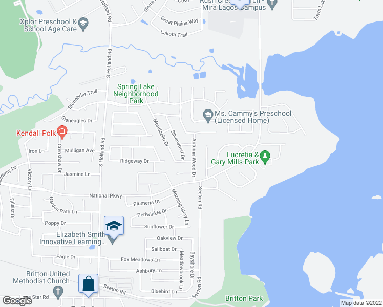 map of restaurants, bars, coffee shops, grocery stores, and more near 202 Autumn Wood Drive in Mansfield