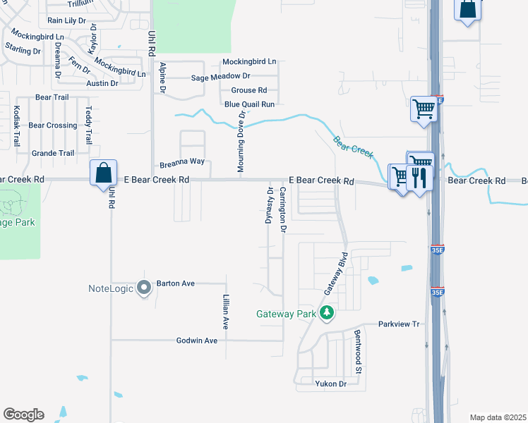 map of restaurants, bars, coffee shops, grocery stores, and more near 1750 Dynasty Drive in Glenn Heights