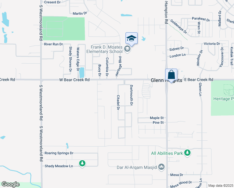 map of restaurants, bars, coffee shops, grocery stores, and more near 1715 Citadel Dr in Glenn Heights