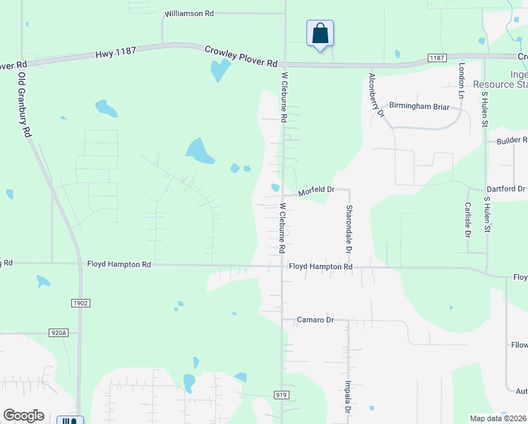 map of restaurants, bars, coffee shops, grocery stores, and more near 1204 West Cleburne Road in Crowley