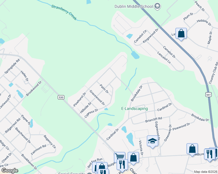 map of restaurants, bars, coffee shops, grocery stores, and more near 217 Hillside Drive in Dublin