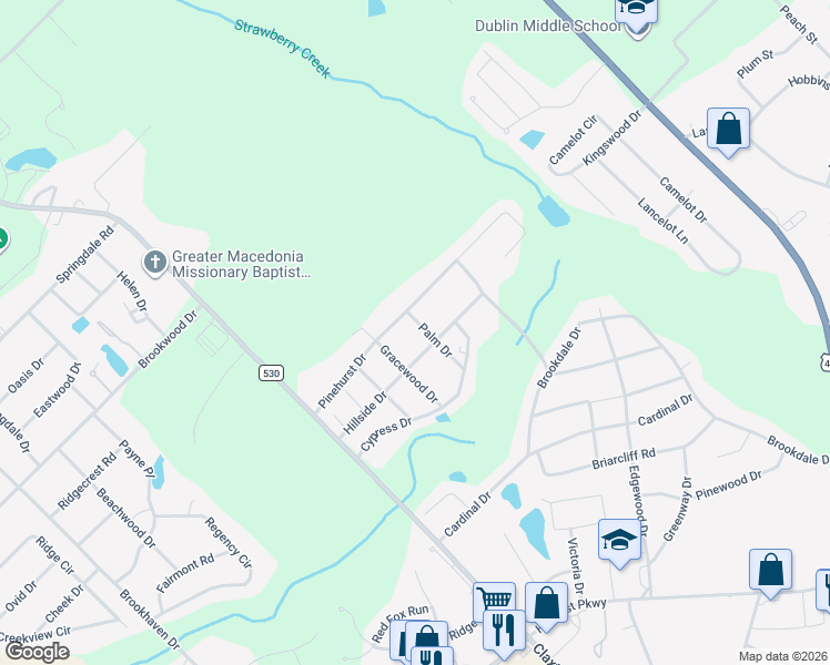 map of restaurants, bars, coffee shops, grocery stores, and more near 903 Palm Drive in Dublin