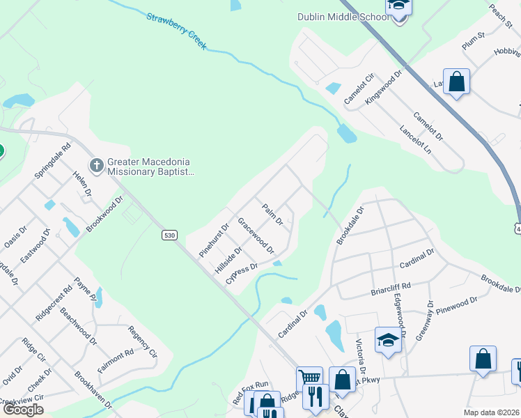 map of restaurants, bars, coffee shops, grocery stores, and more near 903 Palm Drive in Dublin