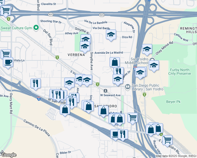map of restaurants, bars, coffee shops, grocery stores, and more near 411 Cottonwood Road in San Diego
