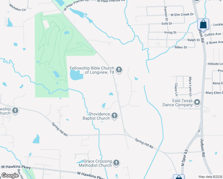 map of restaurants, bars, coffee shops, grocery stores, and more near 4351 McCann Road in Longview