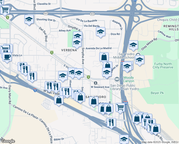 map of restaurants, bars, coffee shops, grocery stores, and more near 411 Cottonwood Road in San Diego