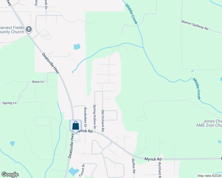 map of restaurants, bars, coffee shops, grocery stores, and more near 510-518 Spring Hollow Drive in Deatsville