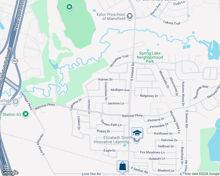 map of restaurants, bars, coffee shops, grocery stores, and more near 4304 Mulligan Avenue in Mansfield