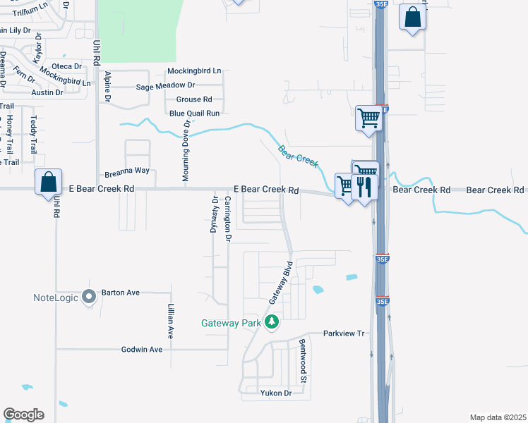 map of restaurants, bars, coffee shops, grocery stores, and more near 1134 Mountain View Street in Glenn Heights