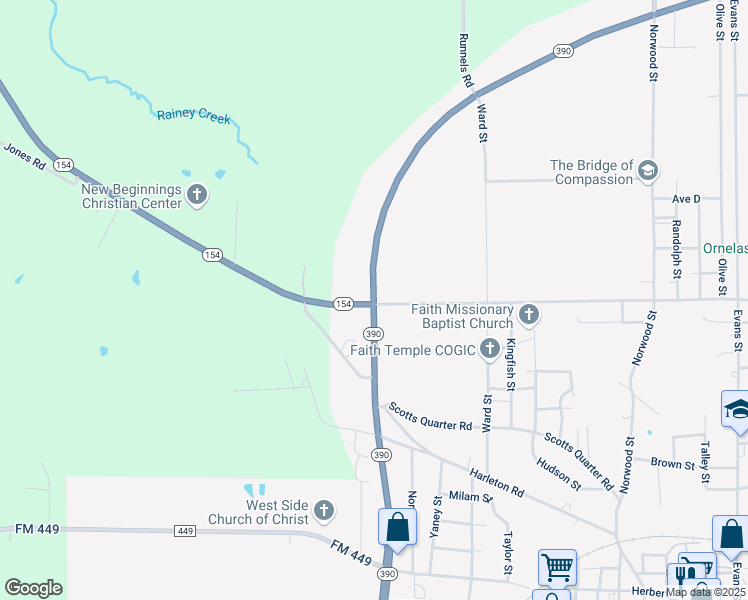 map of restaurants, bars, coffee shops, grocery stores, and more near 1730-1828 Texas 390 Loop in Marshall