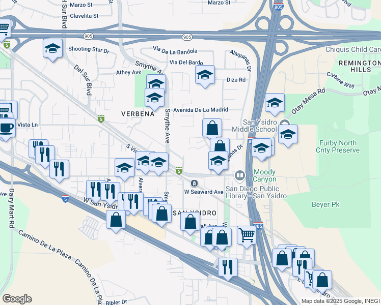 map of restaurants, bars, coffee shops, grocery stores, and more near 279 Padua Hills Place in San Diego