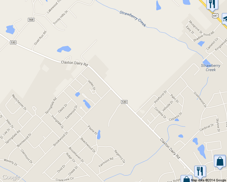 map of restaurants, bars, coffee shops, grocery stores, and more near 2185 Claxton Dairy Road in Dublin