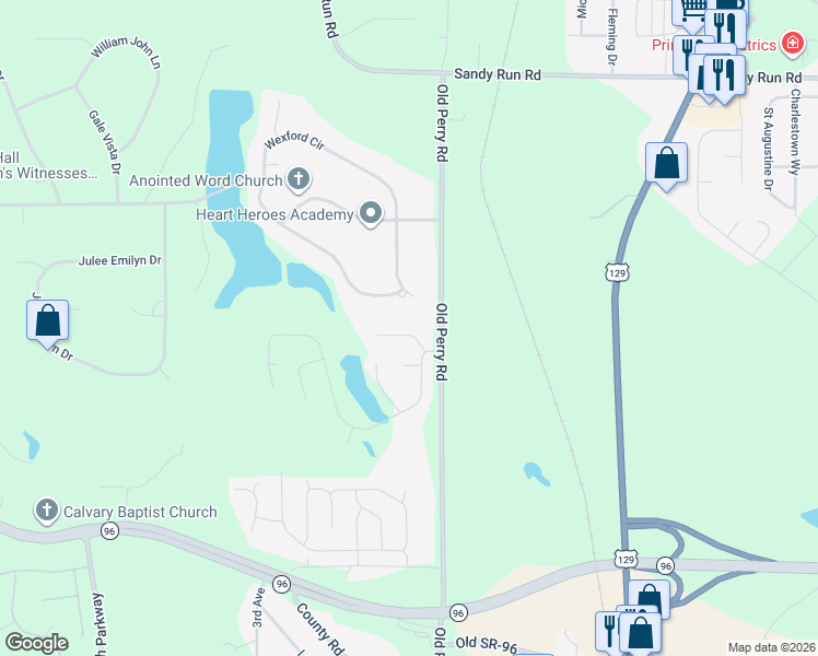 map of restaurants, bars, coffee shops, grocery stores, and more near 204 Picketts Mill Court in Bonaire
