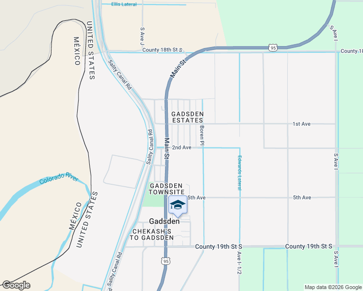 map of restaurants, bars, coffee shops, grocery stores, and more near 18480 College Street in Gadsden