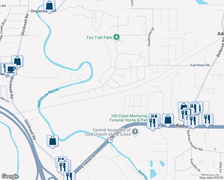 map of restaurants, bars, coffee shops, grocery stores, and more near 310 Wood Springs in Haughton