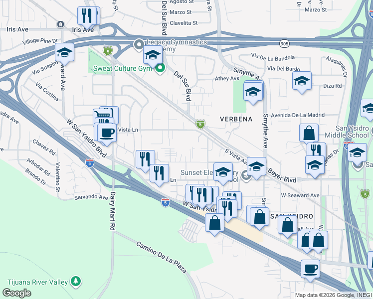map of restaurants, bars, coffee shops, grocery stores, and more near 535 Blackshaw Lane in San Diego
