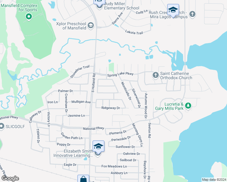 map of restaurants, bars, coffee shops, grocery stores, and more near 4427 Emerald Leaf Drive in Mansfield