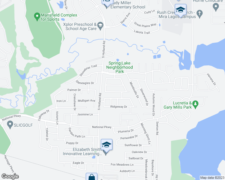 map of restaurants, bars, coffee shops, grocery stores, and more near 4411 Emerald Leaf Drive in Mansfield