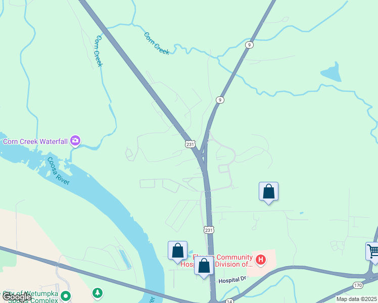 map of restaurants, bars, coffee shops, grocery stores, and more near 8711 U.S. 231 in Wetumpka