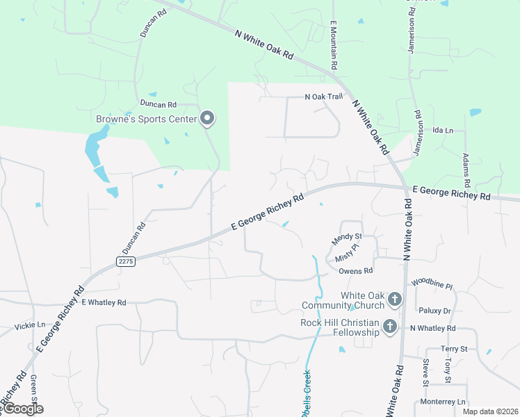 map of restaurants, bars, coffee shops, grocery stores, and more near 508 Farm to Market Road 2275 in White Oak