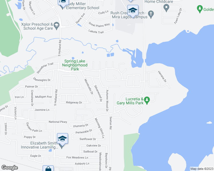 map of restaurants, bars, coffee shops, grocery stores, and more near 4803 Slide Rock Court in Mansfield