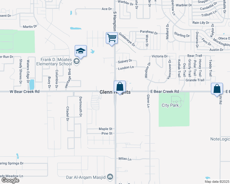 map of restaurants, bars, coffee shops, grocery stores, and more near  in Glenn Heights