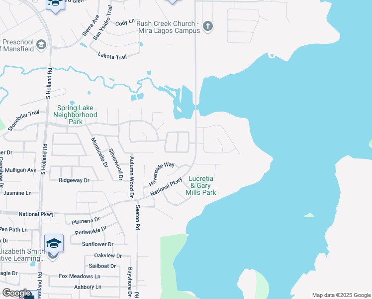 map of restaurants, bars, coffee shops, grocery stores, and more near 5106 Weshire Drive in Mansfield