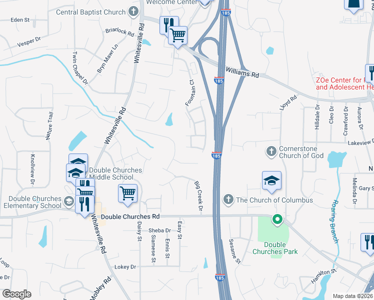 map of restaurants, bars, coffee shops, grocery stores, and more near 1700 Fountain Court in Columbus