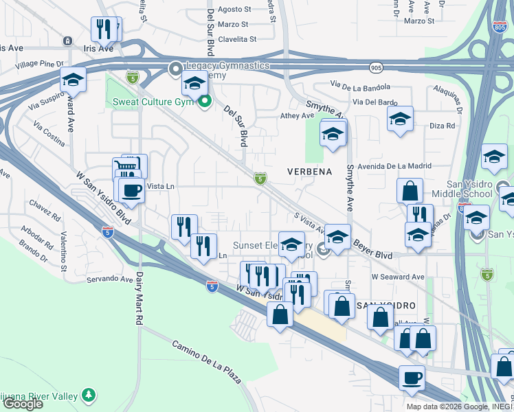 map of restaurants, bars, coffee shops, grocery stores, and more near 535 Blackshaw Lane in San Diego
