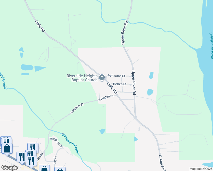 map of restaurants, bars, coffee shops, grocery stores, and more near 86 Martin St in Tallassee