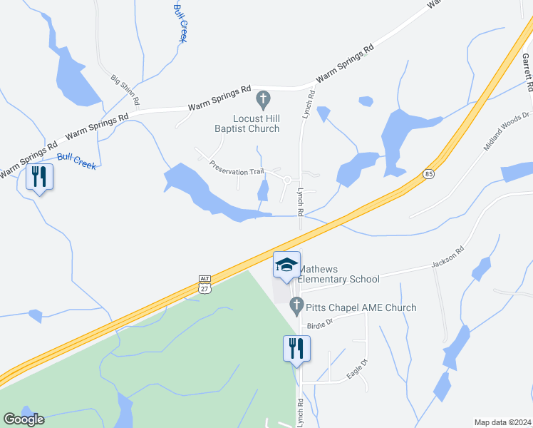 map of restaurants, bars, coffee shops, grocery stores, and more near 7825 Lynch Road in Columbus