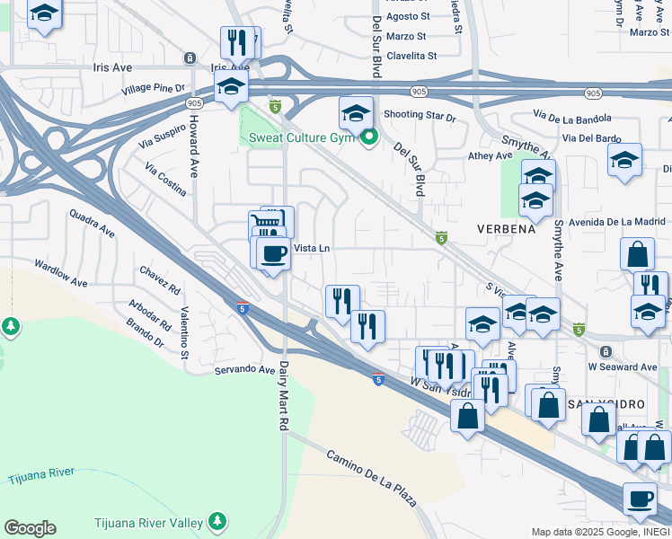 map of restaurants, bars, coffee shops, grocery stores, and more near 1969 Via Encantadoras in San Diego