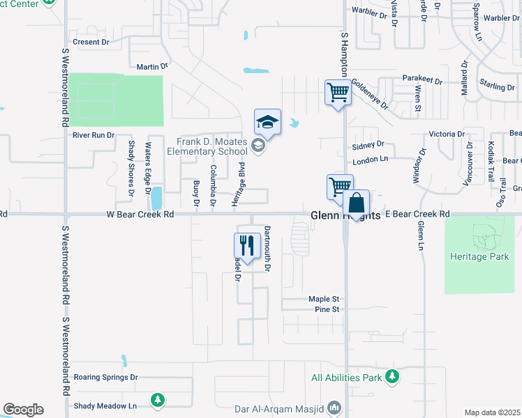 map of restaurants, bars, coffee shops, grocery stores, and more near 226 Tulane Drive in Glenn Heights