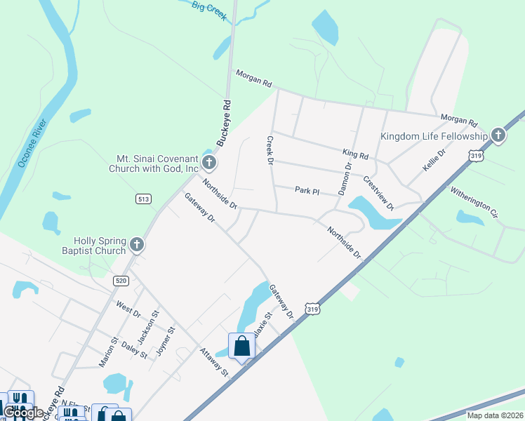 map of restaurants, bars, coffee shops, grocery stores, and more near 499 Northside Drive in East Dublin