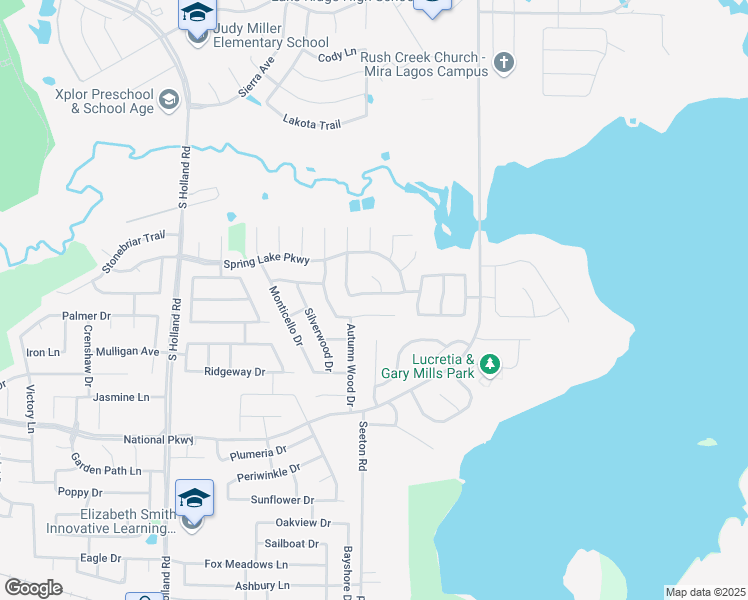 map of restaurants, bars, coffee shops, grocery stores, and more near 4810 Winterview Drive in Mansfield