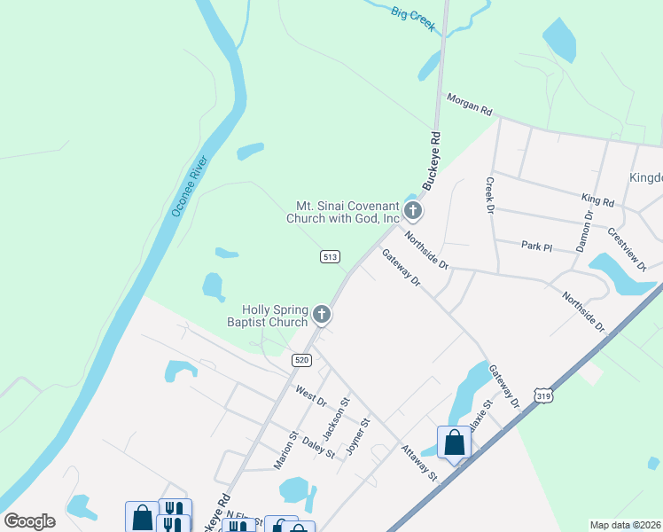 map of restaurants, bars, coffee shops, grocery stores, and more near 101-199 Old River Lane in East Dublin