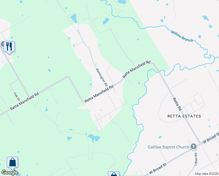 map of restaurants, bars, coffee shops, grocery stores, and more near 8455 Retta Mansfield Road in Mansfield