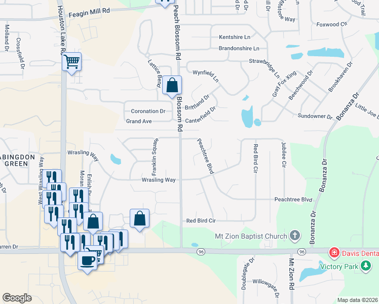 map of restaurants, bars, coffee shops, grocery stores, and more near 221 Peach Blossom Road in Bonaire