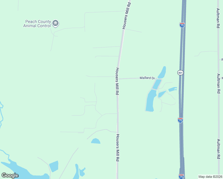 map of restaurants, bars, coffee shops, grocery stores, and more near 1103 Housers Mill Road in Fort Valley