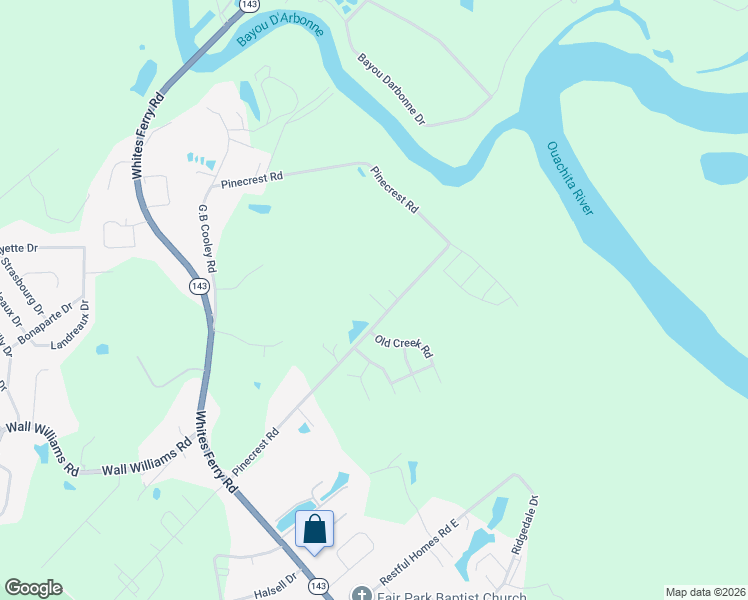 map of restaurants, bars, coffee shops, grocery stores, and more near 403 Pinecrest Road in West Monroe