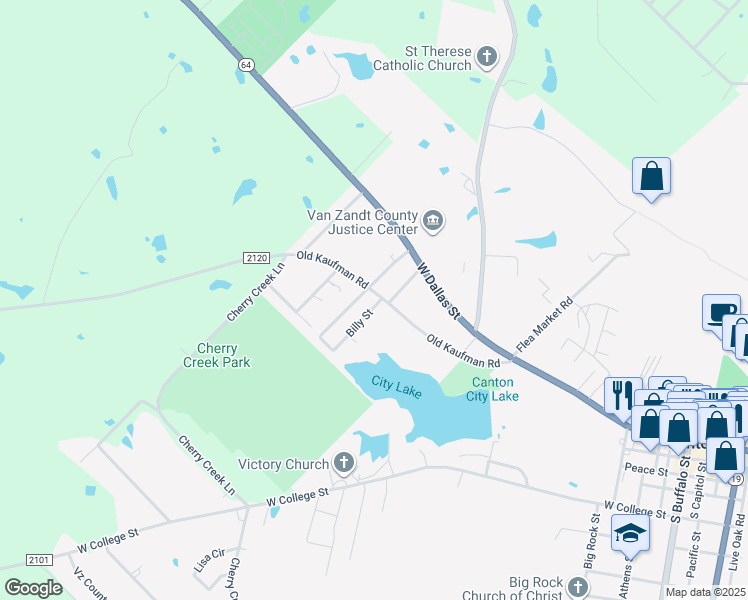 map of restaurants, bars, coffee shops, grocery stores, and more near 303 Billy Street in Canton
